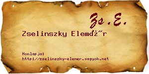 Zselinszky Elemér névjegykártya