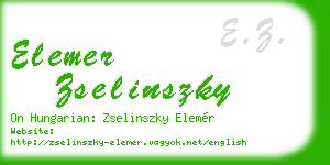 elemer zselinszky business card